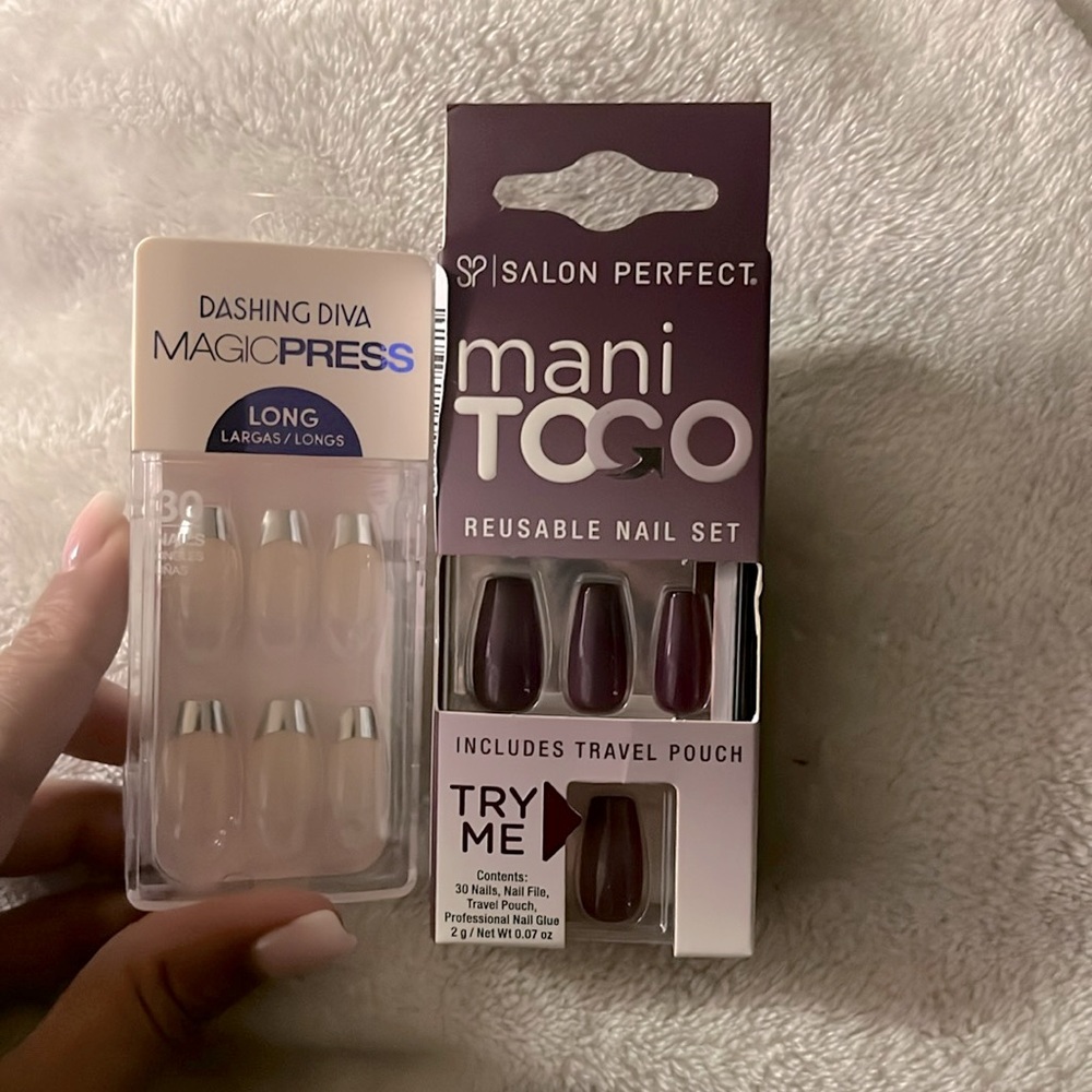 DASHING DIVA & SALON PERFECT MANI TOGO Press on Nail Set Bundle $18 NWT